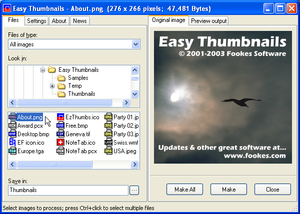 Easy Thumbnails 3.0 software screenshot