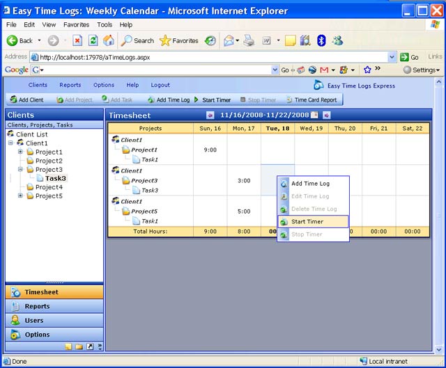 Easy Time Logs Express 6.5.84.20 software screenshot