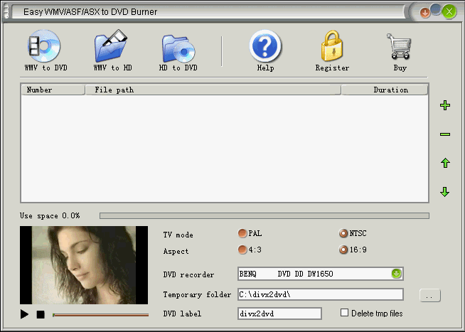 Easy WMV/ASF/ASX to DVD Burner 2.2.5 software screenshot