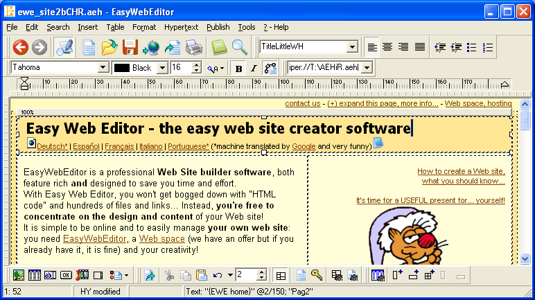 Easy Web Editor website creator 2011.25.33 software screenshot