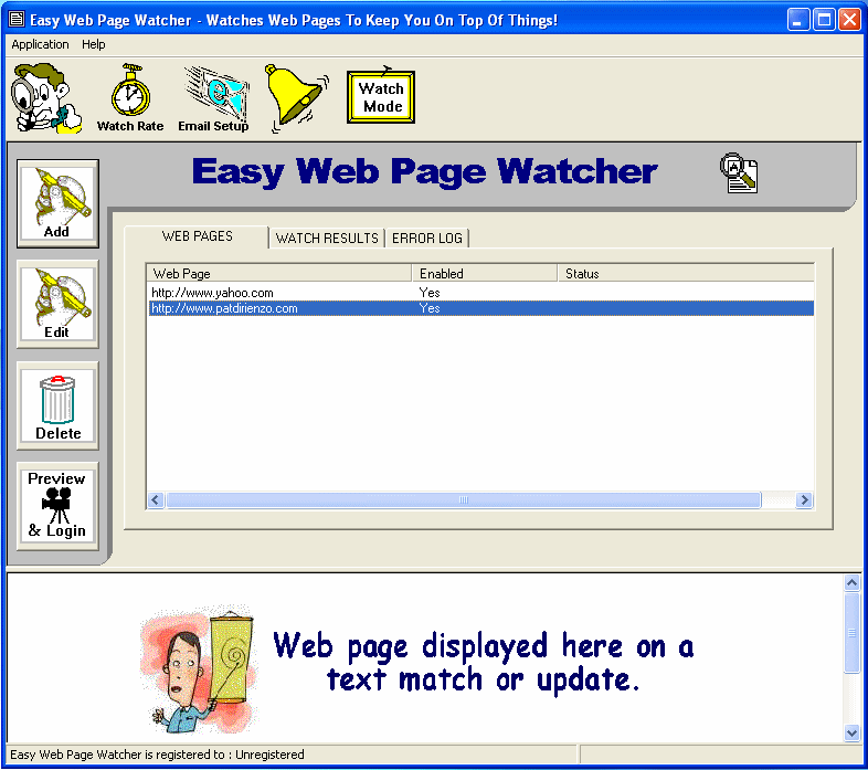 Easy Web Page Watcher 4.9 software screenshot