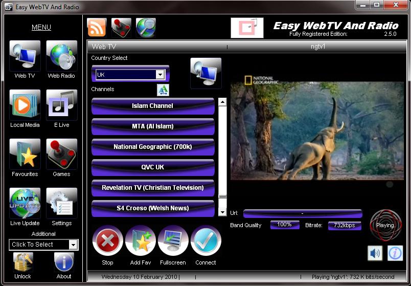 Easy Web TV And Radio 2.5.0 software screenshot