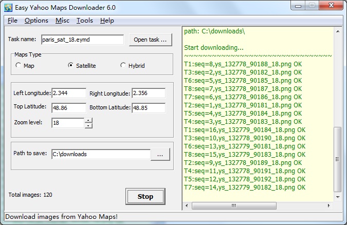 Easy Yahoo Maps Downloader 6.3 software screenshot