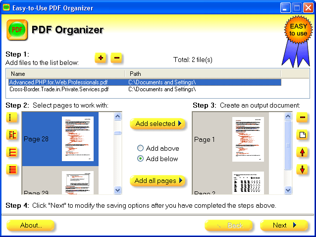 Easy-to-Use PDF Organizer 2011 software screenshot
