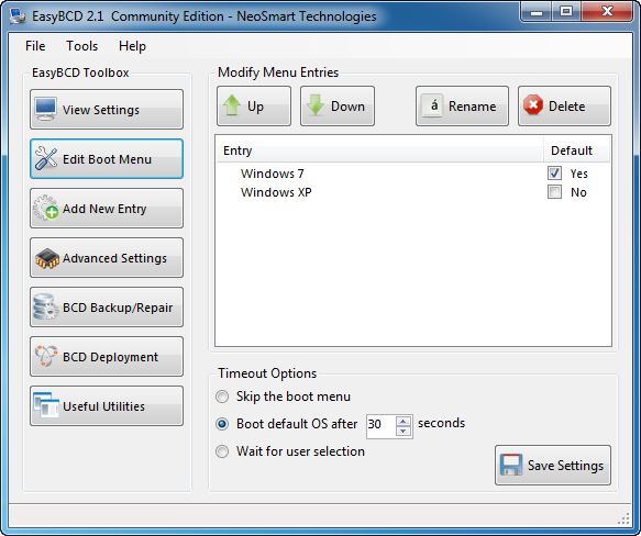 EasyBCD Community Edition 2.3.0.207 software screenshot