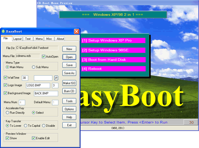 EasyBoot 6.5.2.695 software screenshot