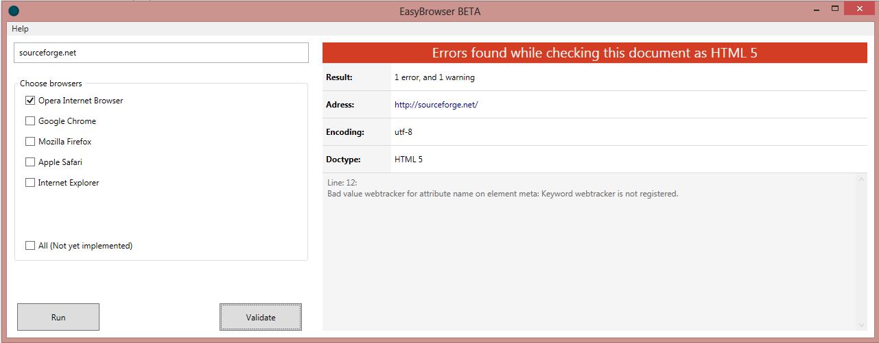 EasyBrowser 1.0 software screenshot