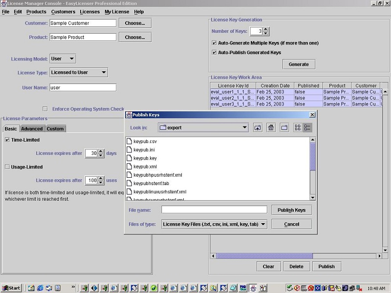 EasyLicenser License Manager 2.5.11 software screenshot