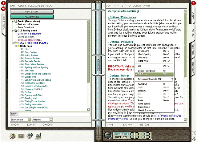 EasyNoter 3.71 software screenshot