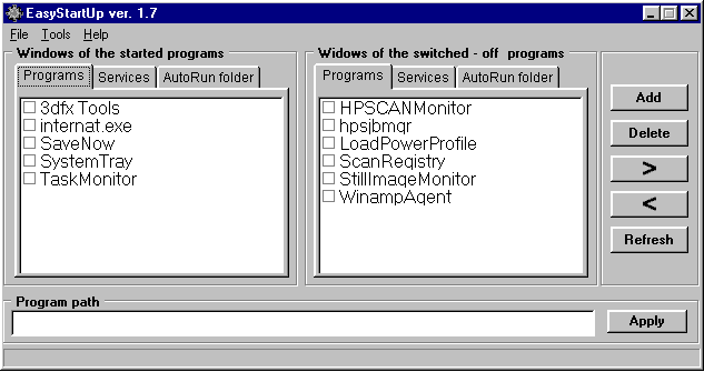 EasyStartUp 1.7 software screenshot