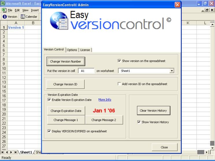 EasyVersionControl-Excel Version Control 8.6 software screenshot