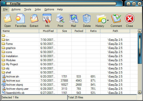 EasyZip 3.0 software screenshot