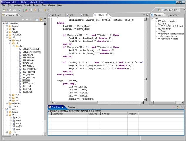 Eclipse Verilog editor 1.2.1 Beta software screenshot