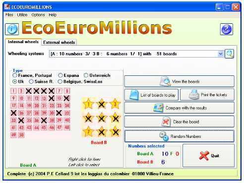 EcoEuroMillions 1.55 software screenshot