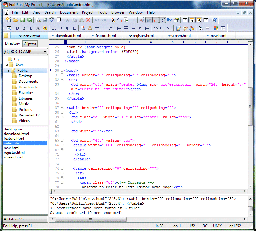 EditPlus 4.30.1256 software screenshot