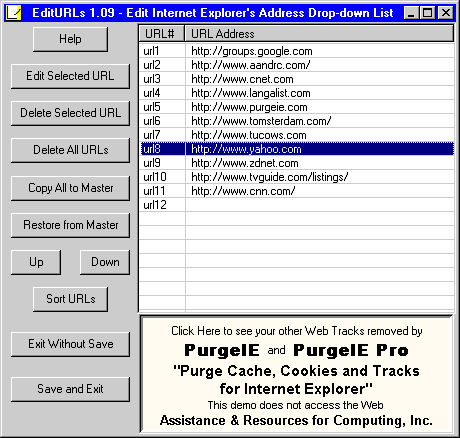 EditURLs 2.02 software screenshot