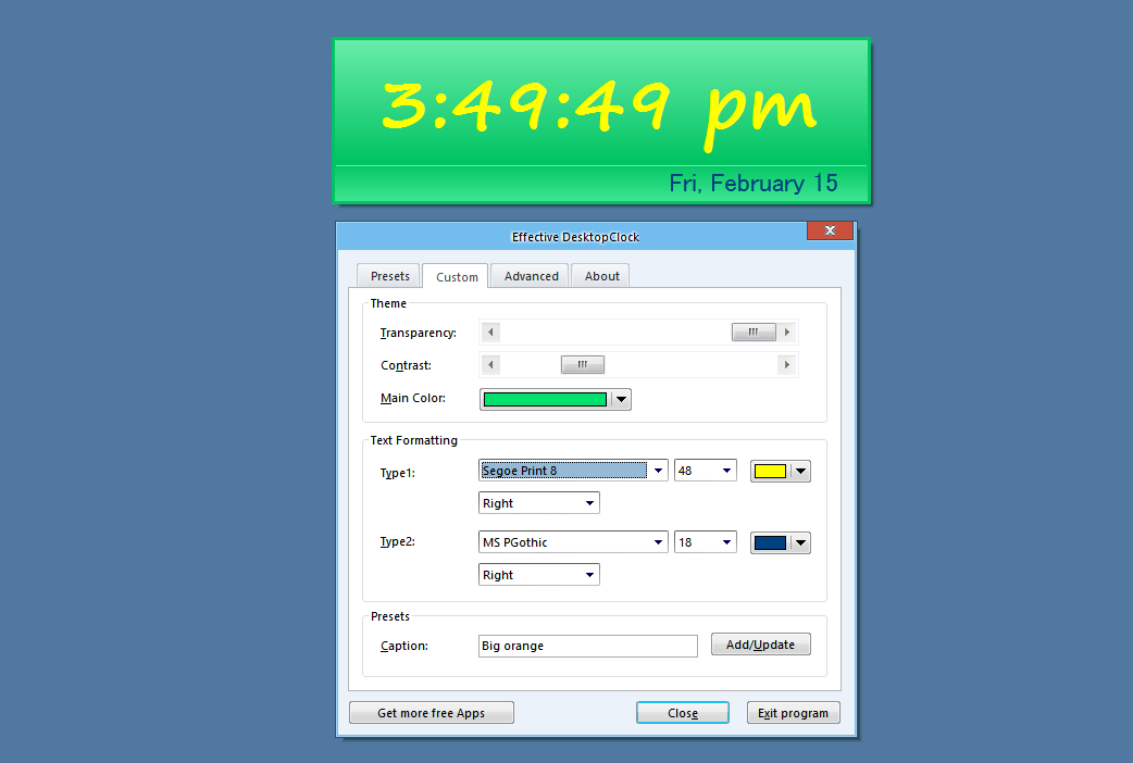 Effective DesktopClock 3.0 software screenshot