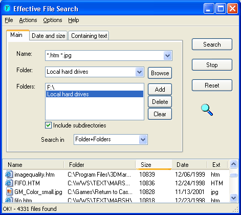 Effective File Search 6.8.1 software screenshot