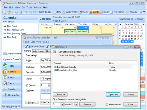Efficient Calendar 5.22.530 software screenshot