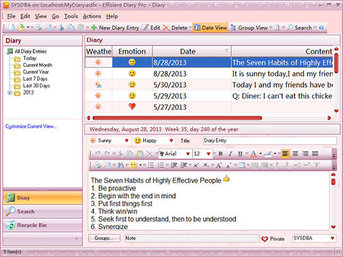 Efficient Diary Network 5.22.528 software screenshot