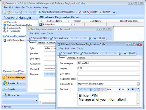 Efficient Password Manager 5.22.530 software screenshot