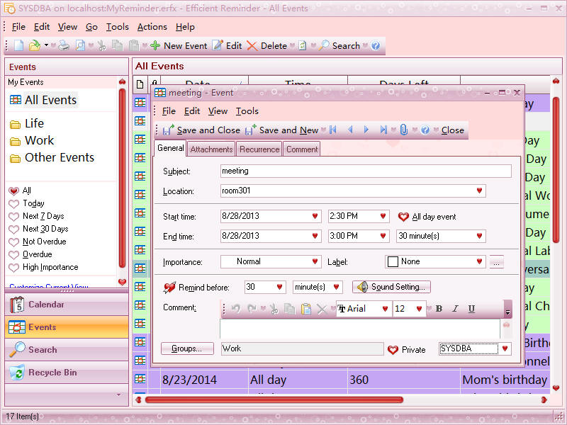 Efficient Reminder Network 5.22.530 software screenshot