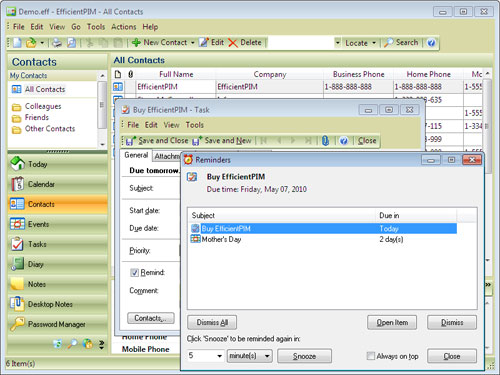 EfficientPIM Free 5.22.530 software screenshot