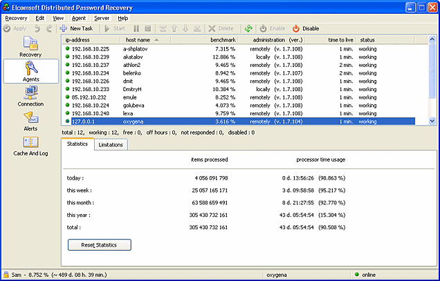 Elcomsoft Distributed Password Recovery 3.23.1050 software screenshot