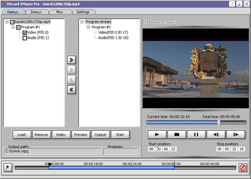 Elecard XMuxer Pro 2.5 software screenshot
