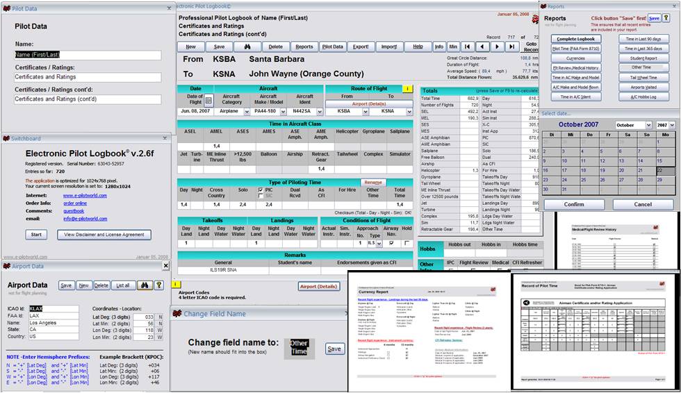 Electronic Pilot Logbook (U.S.) 2.1 software screenshot