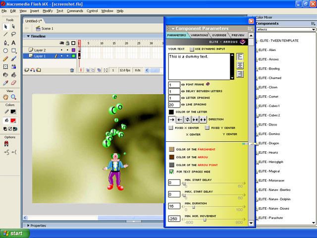 Elite Components, Flash Text Effects 1.0.5 software screenshot