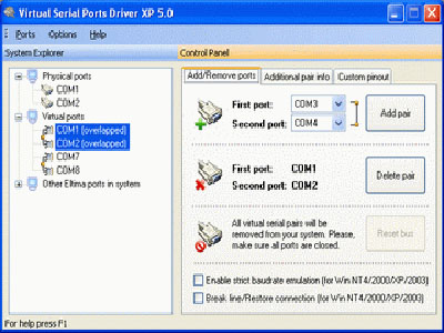 Eltima Virtual Serial Ports Driver XP 5.1 software screenshot