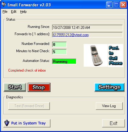 Email Forwarder 2.04 software screenshot