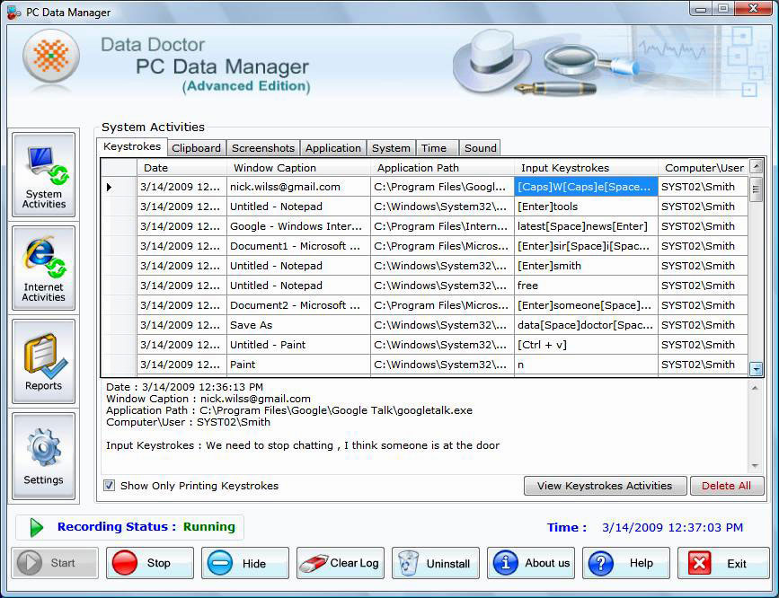 Email Keylogger 5.0.1.5 software screenshot