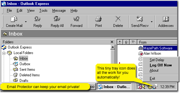 Email Protector 2.0 software screenshot