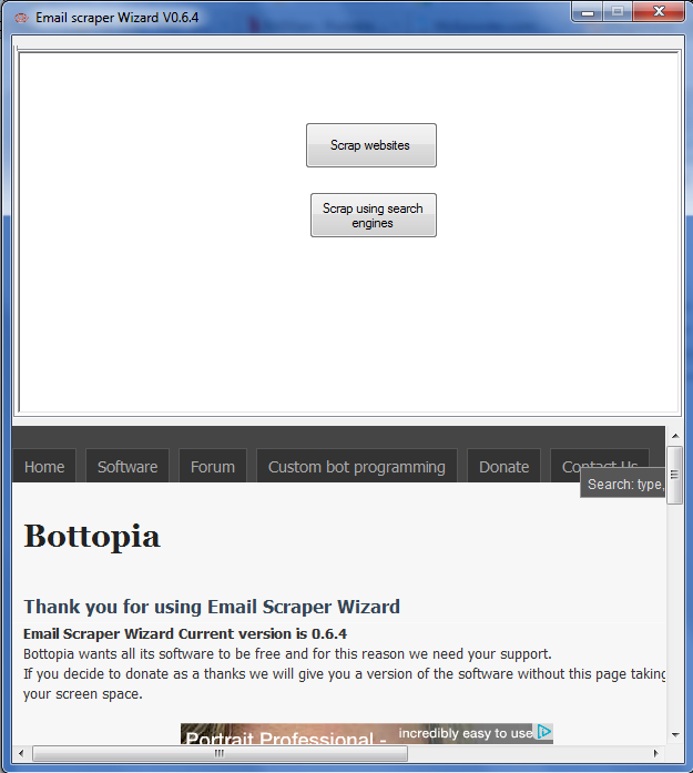 Email Scraper Wizard 2.3 software screenshot