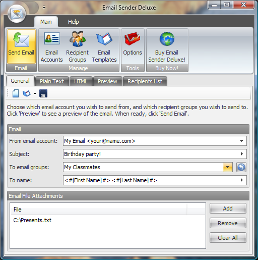 Email Sender Deluxe 2.33 software screenshot