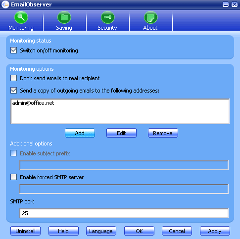EmailObserver 5.2.4 software screenshot