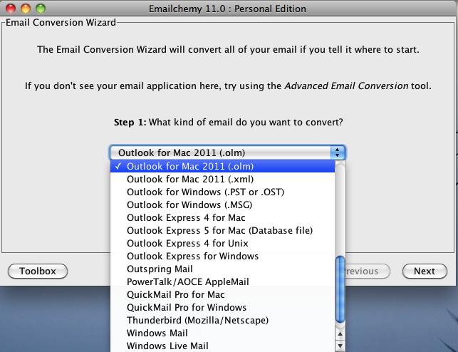 Emailchemy 13.2.7 software screenshot