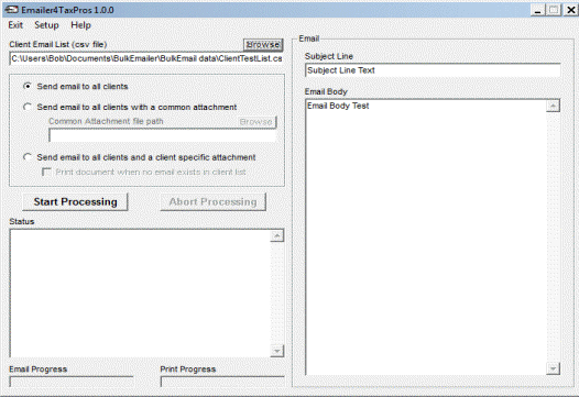 Emailer4TaxPros 1.0.0 software screenshot
