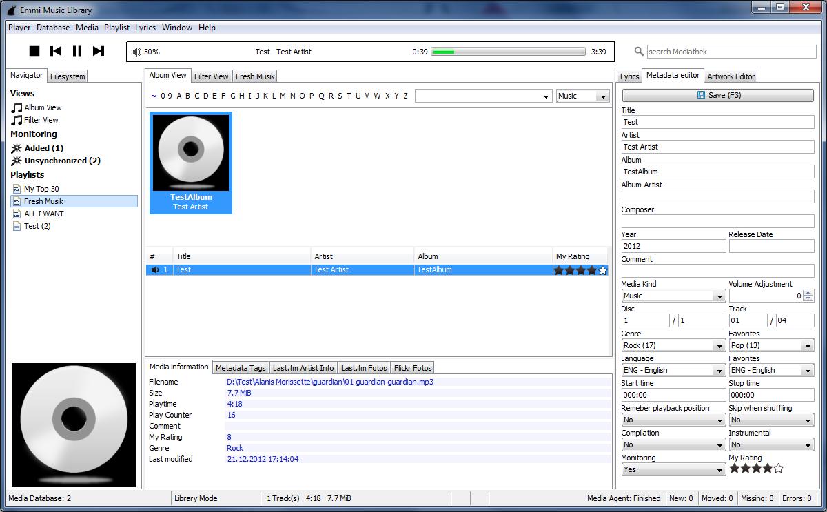 Emmi Music Library 1.6.2 software screenshot