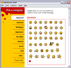 Emoticons Mail 3.2 software screenshot