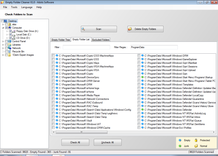 Empty Folder Cleaner 1.0 software screenshot