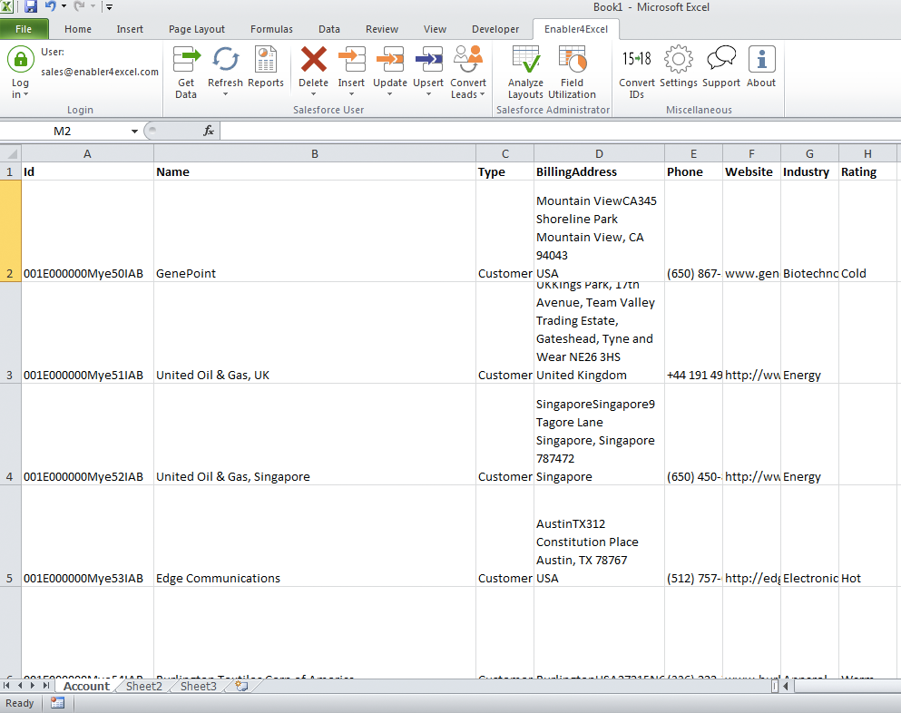 Enabler for Excel 2.0.1.6 software screenshot