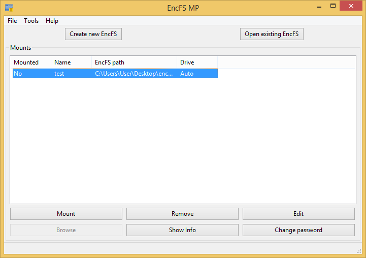 EncFS MP 0.10.6 software screenshot
