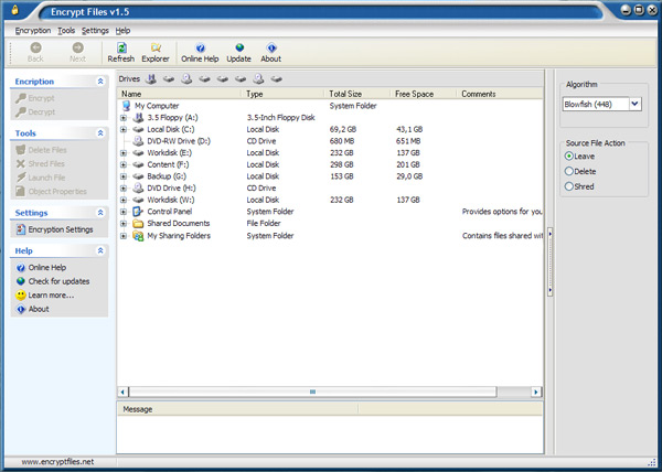 Encrypt Files 1.5 software screenshot