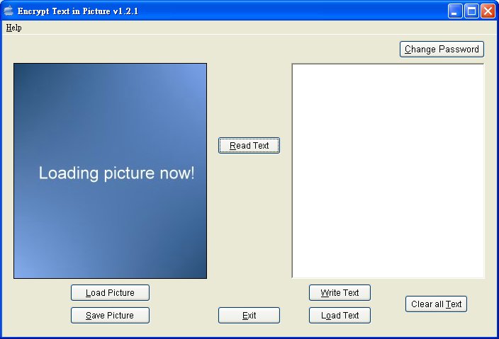 Encrypt Text in Picture 1.2.1 software screenshot