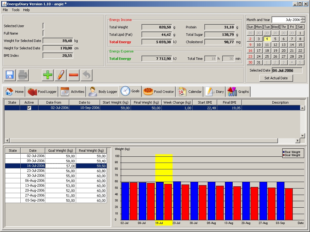 Energy Diary 1.10 software screenshot