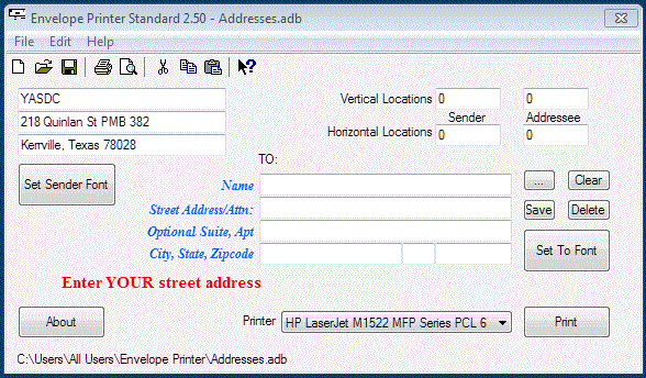 Envelope Printer Free 2.57 software screenshot