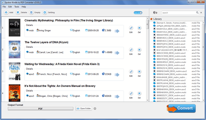 Epubor Kindle to PDF Converter 2.0.2.5 software screenshot